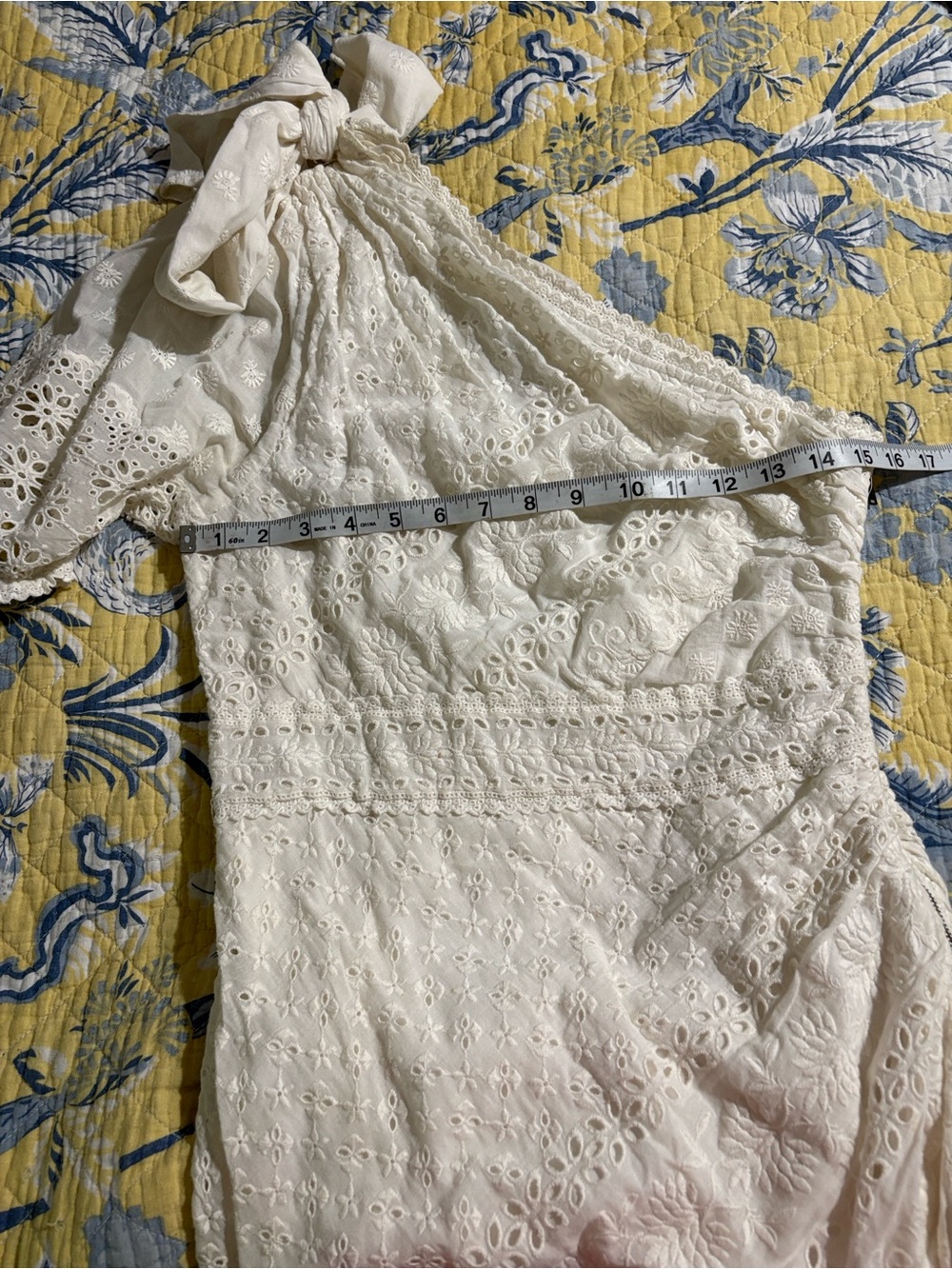 Ulla Johnson Cream One-Shoulder Eyelet Lace Midi Dress - Picture 4 of 10